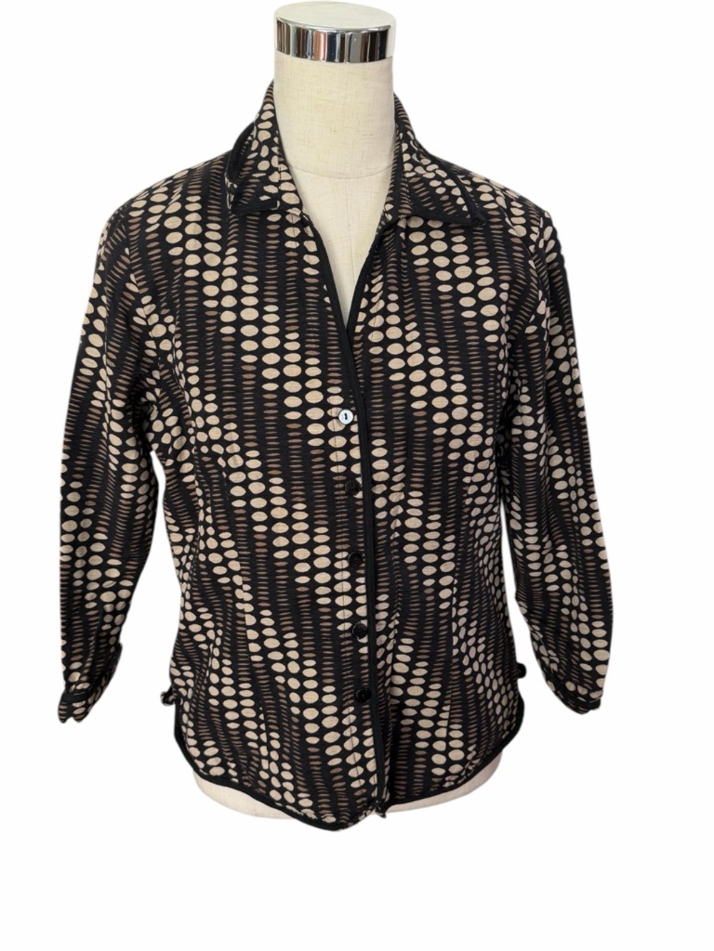 DRESS BARN Silk Lining blazer 3/4 Sleeve Jacket Black And Tan Size Large